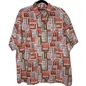 Tori Richard Men XL Geometric Patchwork Shirt Short Sleeve Button up Resortwear